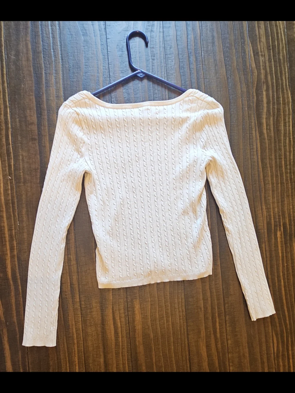 H&M White Ribbed Scoop-Neck Long Sleeve Top